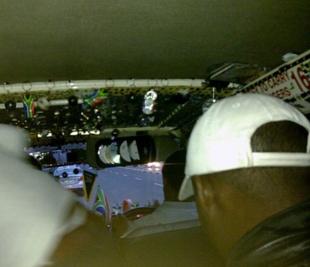 interior of a taxi at world cup South Africa